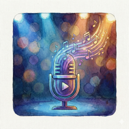 Sing for the Moment app icon, watercolor microphone